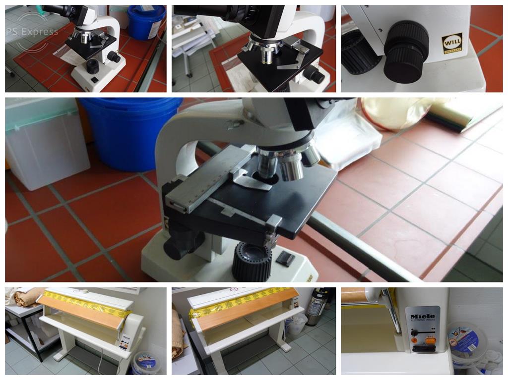 Kleingewerbe Heissmangel, Bügelmaschine MIELE HM 5310 & Labor Microskop WILL VM250  